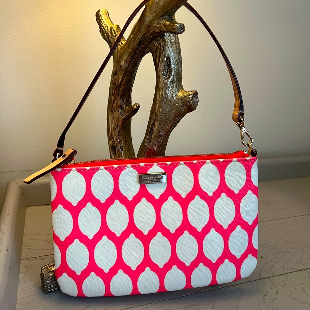 Kate Spade hot pink & white lemon wristlet!
